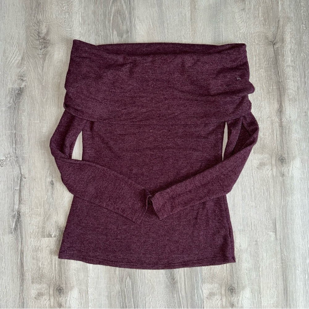 Vici Purple Off-the-Shoulder Sweater Soft Knit